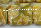 CAB948 15.5 inches 30*30mm square yellow crazy lace agate beads