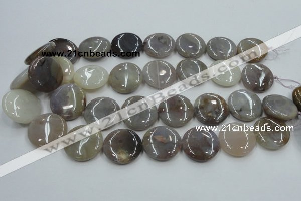 CAB956 15.5 inches 25mm flat round ocean agate gemstone beads