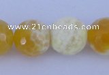 CAB968 15.5 inches 10mm faceted round fire crackle agate beads