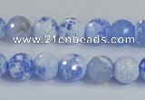 CAB972 15.5 inches 6mm faceted round fire crackle agate beads