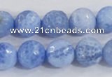 CAB974 15.5 inches 12mm faceted round fire crackle agate beads