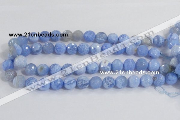 CAB974 15.5 inches 12mm faceted round fire crackle agate beads