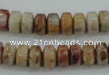 CAB975 15.5 inches 6*10mm rondelle Morocco agate beads wholesale