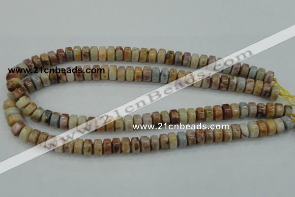 CAB975 15.5 inches 6*10mm rondelle Morocco agate beads wholesale