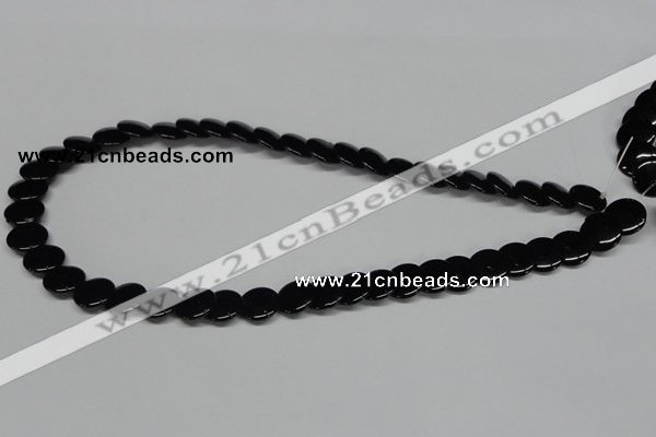 CAB981 15.5 inches 12mm flat round black agate gemstone beads wholesale