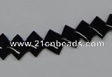 CAB983 15.5 inches 8*8mm rhombic black agate gemstone beads wholesale