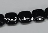CAB986 15.5 inches 14*14mm square black agate gemstone beads wholesale