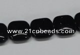 CAB986 15.5 inches 14*14mm square black agate gemstone beads wholesale