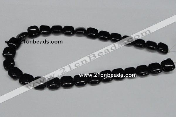 CAB986 15.5 inches 14*14mm square black agate gemstone beads wholesale