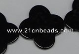 CAB991 15.5 inches 30*30mm flower black agate gemstone beads wholesale