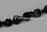 CAB992 15.5 inches 8*8mm curved moon black agate gemstone beads