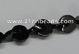 CAB993 15.5 inches 10*10mm curved moon black agate gemstone beads