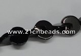 CAB994 15.5 inches 12*12mm curved moon black agate gemstone beads