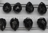 CAE43 Top-drilled 10*14mm faceted teardrop astrophyllite beads