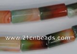 CAG1016 15.5 inches 10*20mm column rainbow agate beads