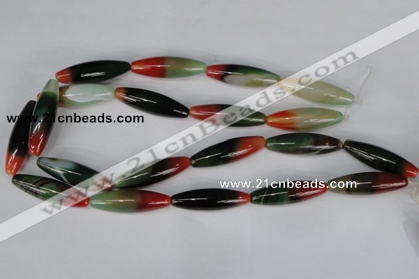 CAG1017 15.5 inches 12*40mm rice rainbow agate beads