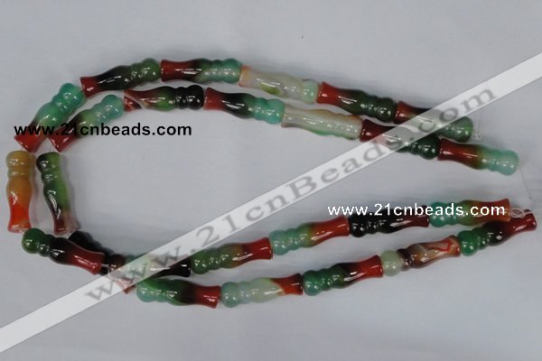 CAG1018 15.5 inches 10*30mm bone rainbow agate beads