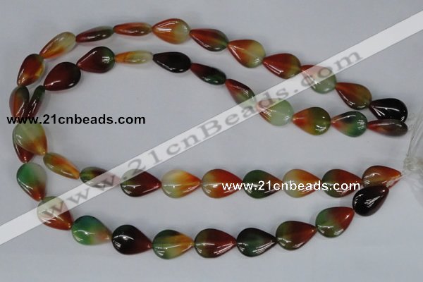 CAG1029 15.5 inches 13*18mm flat teardrop rainbow agate beads