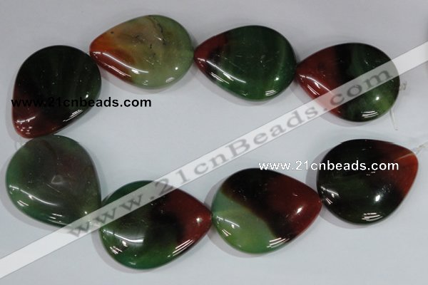 CAG1031 15.5 inches 40*50mm flat teardrop rainbow agate beads