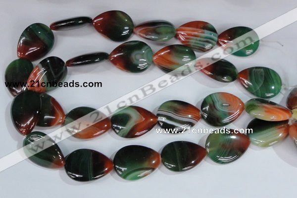 CAG1034 15.5 inches 22*30mm flat teardrop rainbow agate beads