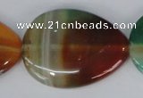 CAG1035 15.5 inches 30*40mm flat teardrop rainbow agate beads