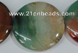 CAG1045 15.5 inches 40mm flat round rainbow agate beads