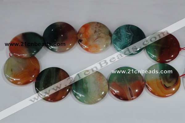 CAG1045 15.5 inches 40mm flat round rainbow agate beads