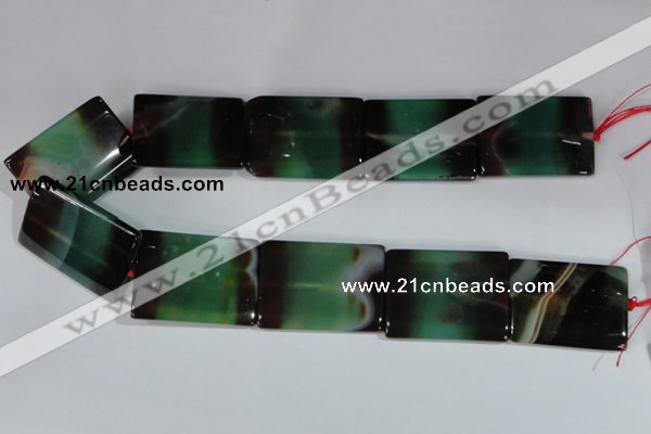 CAG1060 15.5 inches 30*40mm flat tube rainbow agate beads