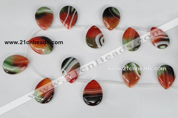 CAG1061 Top-drilled 22*30mm flat teardrop rainbow agate beads