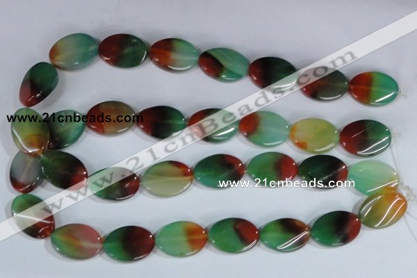 CAG1063 15.5 inches 18*25mm twisted oval rainbow agate beads