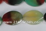 CAG1068 15.5 inches 18*25mm twisted & faceted oval rainbow agate beads