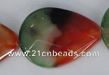 CAG1072 15.5 inches 30*40mm faceted flat teardrop rainbow agate beads