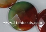 CAG1083 15.5 inches 40mm faceted coin rainbow agate beads