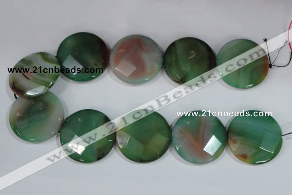 CAG1088 15.5 inches 40mm faceted coin rainbow agate beads