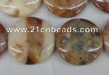 CAG1091 15.5 inches 25mm flat round Morocco agate beads wholesale