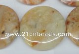 CAG1092 15.5 inches 30mm flat round Morocco agate beads wholesale
