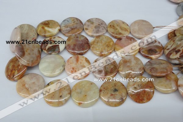 CAG1092 15.5 inches 30mm flat round Morocco agate beads wholesale