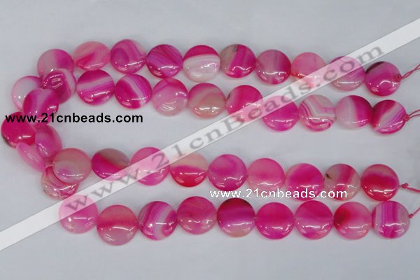 CAG1170 15.5 inches 18mm flat round line agate gemstone beads