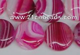 CAG1171 15.5 inches 20mm flat round line agate gemstone beads