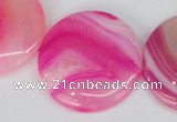 CAG1172 15.5 inches 30mm flat round line agate gemstone beads