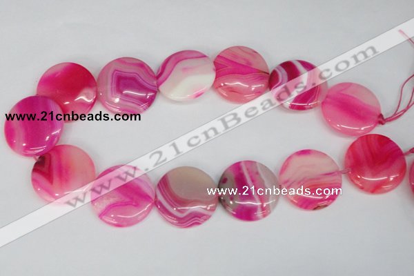 CAG1172 15.5 inches 30mm flat round line agate gemstone beads