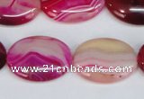 CAG1177 15.5 inches 18*25mm oval line agate gemstone beads