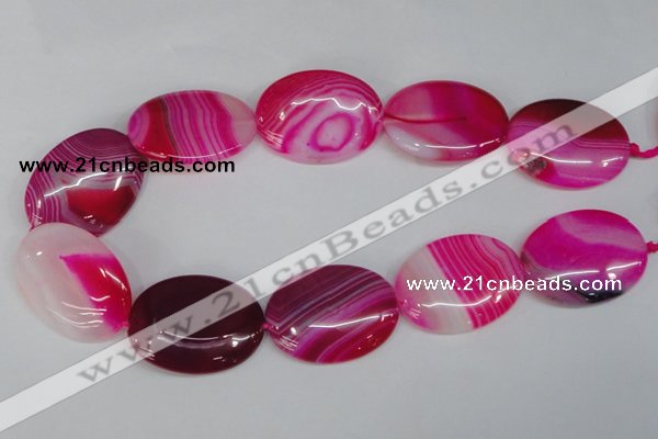 CAG1179 15.5 inches 30*40mm oval line agate gemstone beads