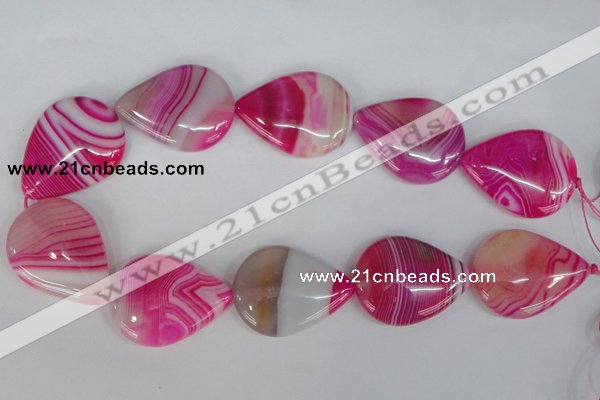 CAG1180 15.5 inches 30*40mm flat teardrop line agate gemstone beads