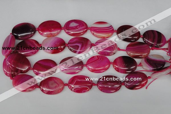 CAG1187 15.5 inches 22*30mm oval line agate gemstone beads