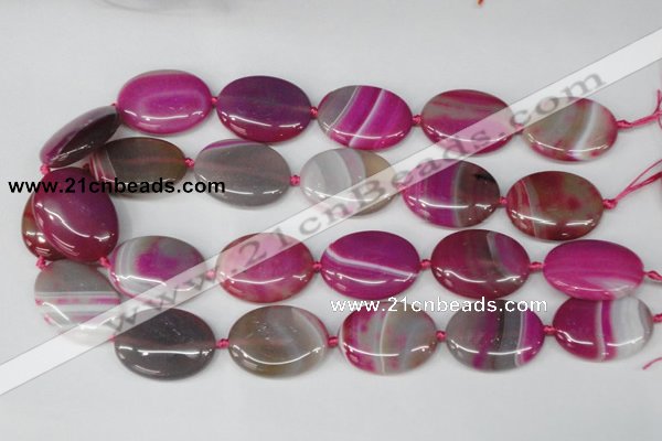 CAG1188 15.5 inches 22*30mm oval line agate gemstone beads