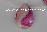 CAG1189 Top-drilled 22*30mm flat teardrop line agate gemstone beads