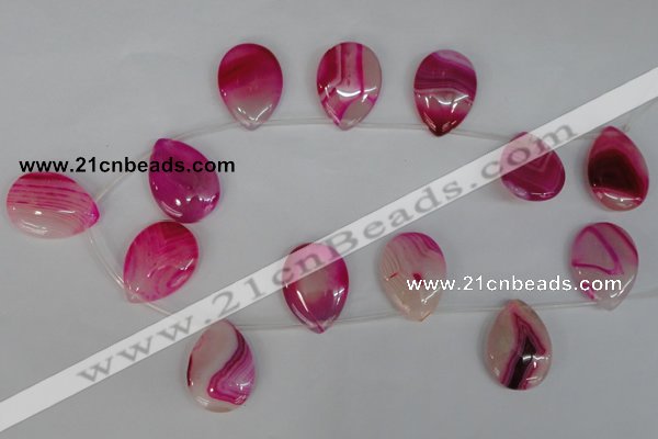 CAG1189 Top-drilled 22*30mm flat teardrop line agate gemstone beads