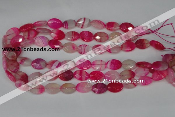 CAG1191 15.5 inches 13*18mm faceted oval line agate gemstone beads