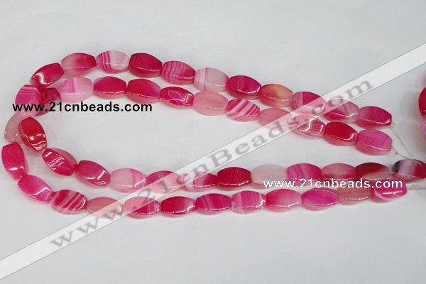 CAG1193 15.5 inches 8*16mm tetrahedron line agate gemstone beads